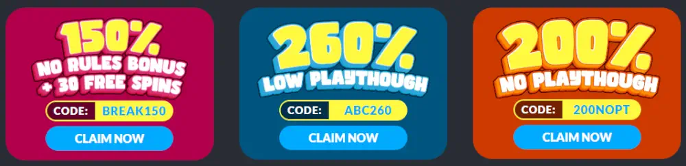 A Big Candy welcome bonuses and no playthrough promotional offers